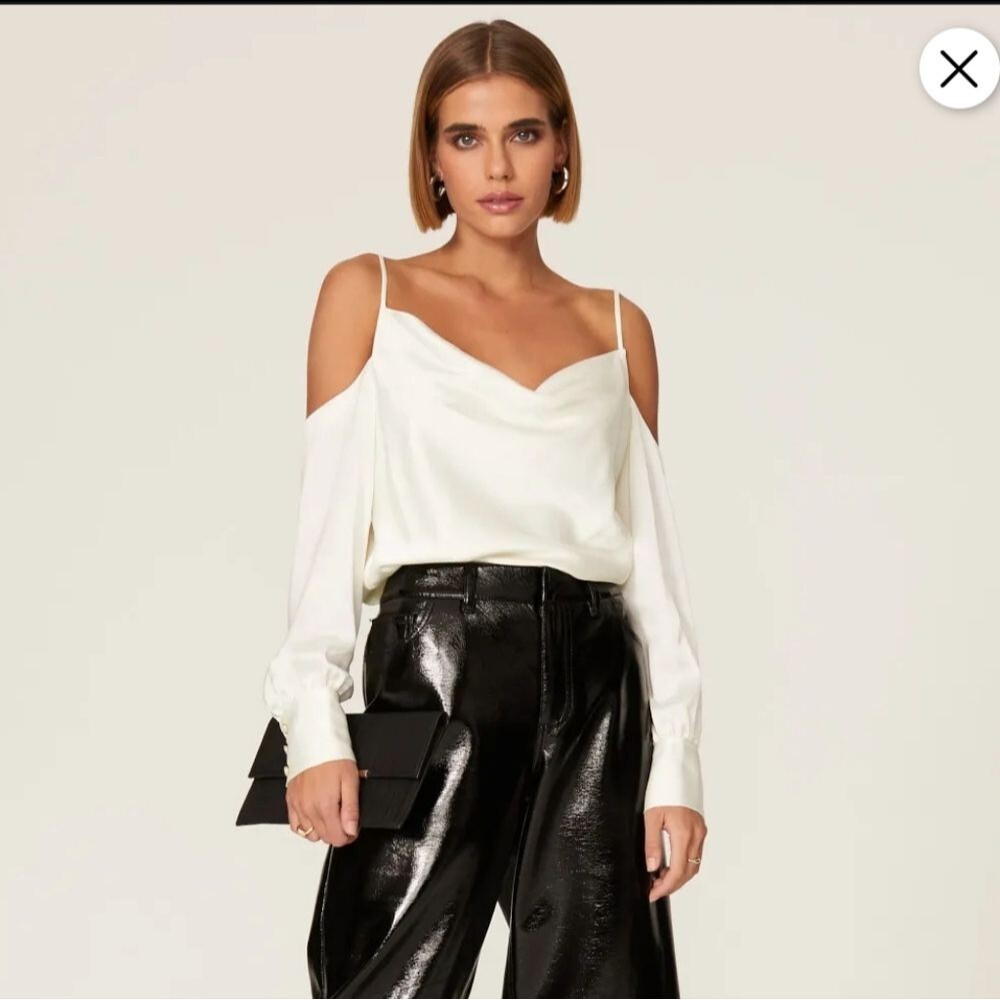Milly Robin Cream Cowl Neck Satin Top Size S